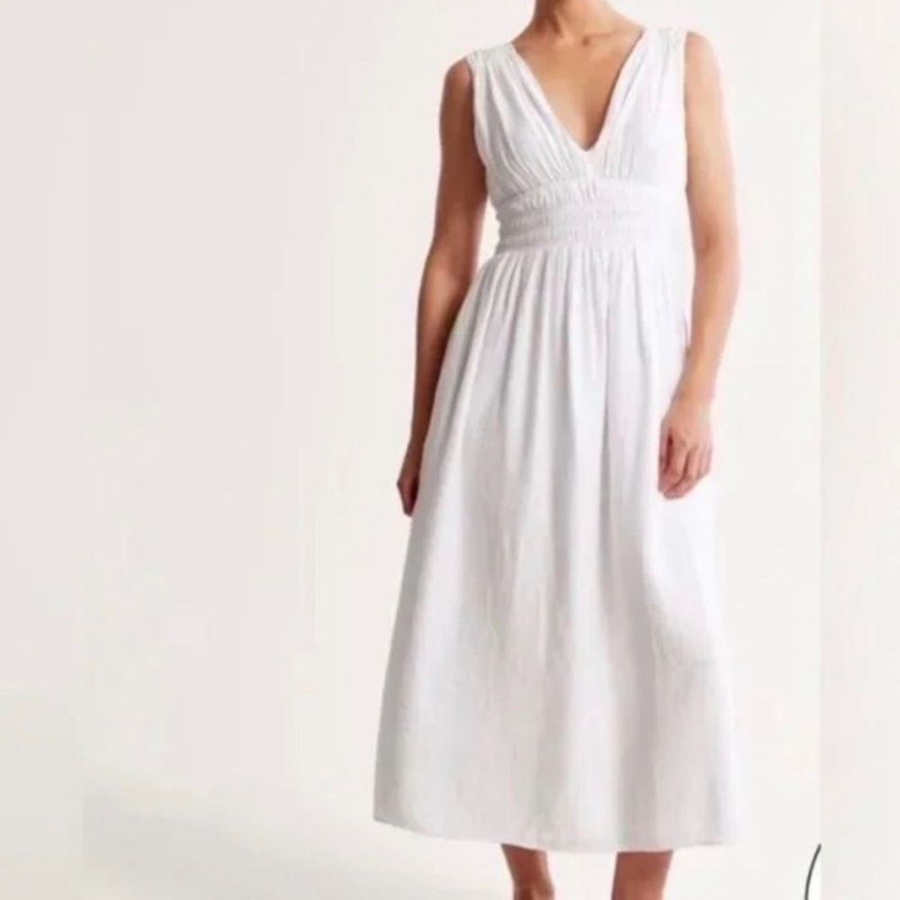 Abercrombie & Fitch Crinkle Textured Smocked Waist Maxi Dress Small - Picture 4 of 14